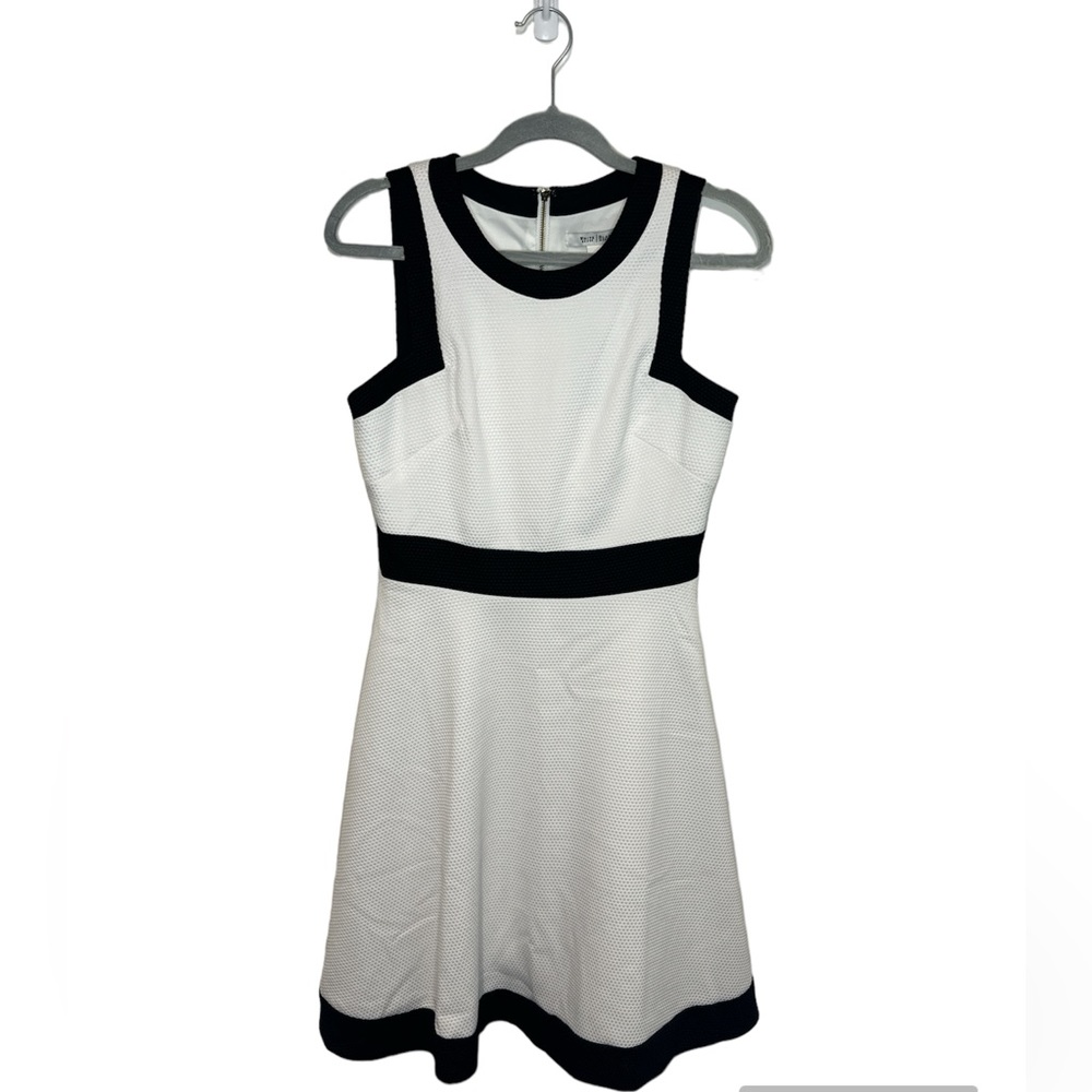 White House Black Market Black and White High Low Dress